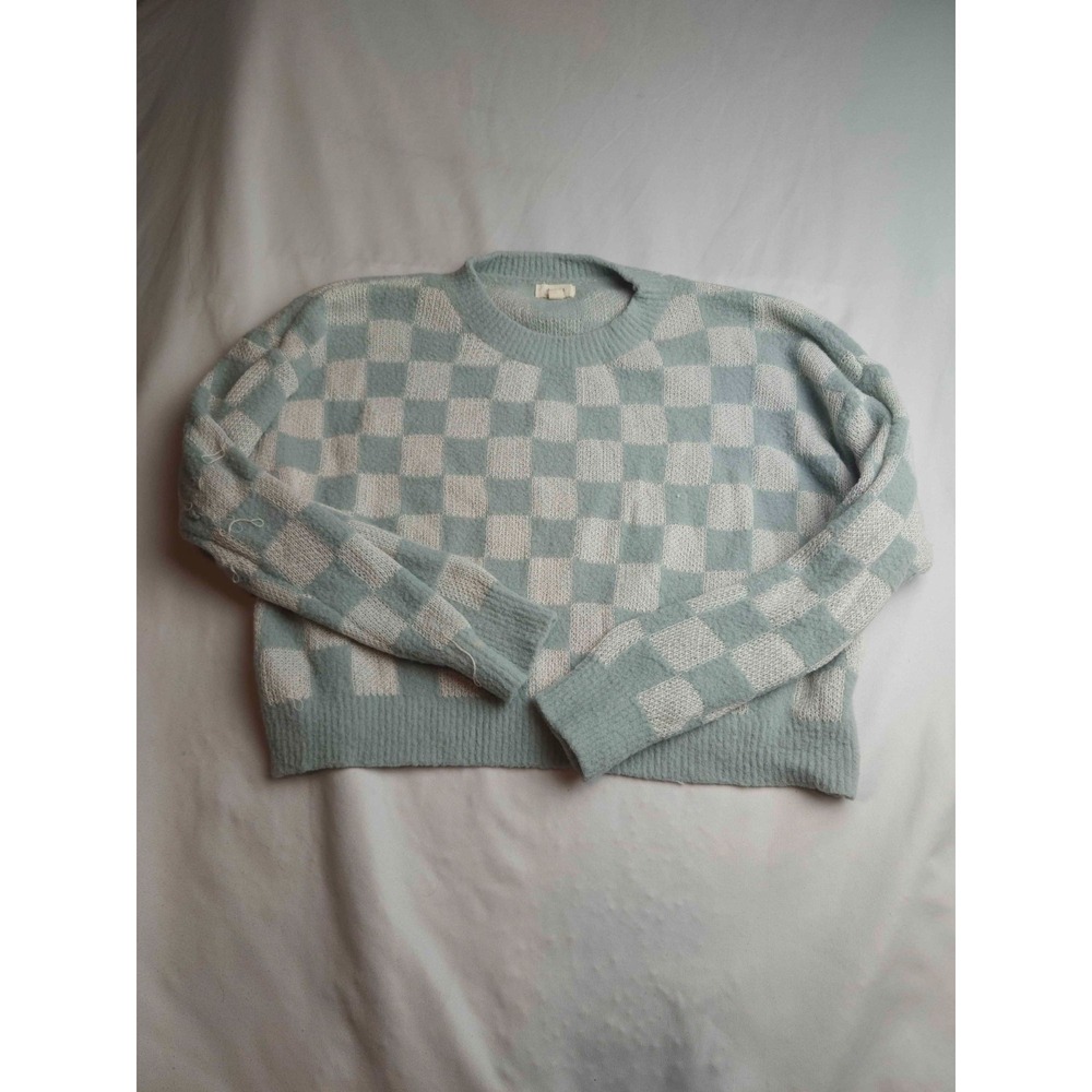 Debut Sweater Womens S Checkered Grunge Indie Sleaze Preppy Alt Y2K Streetwear